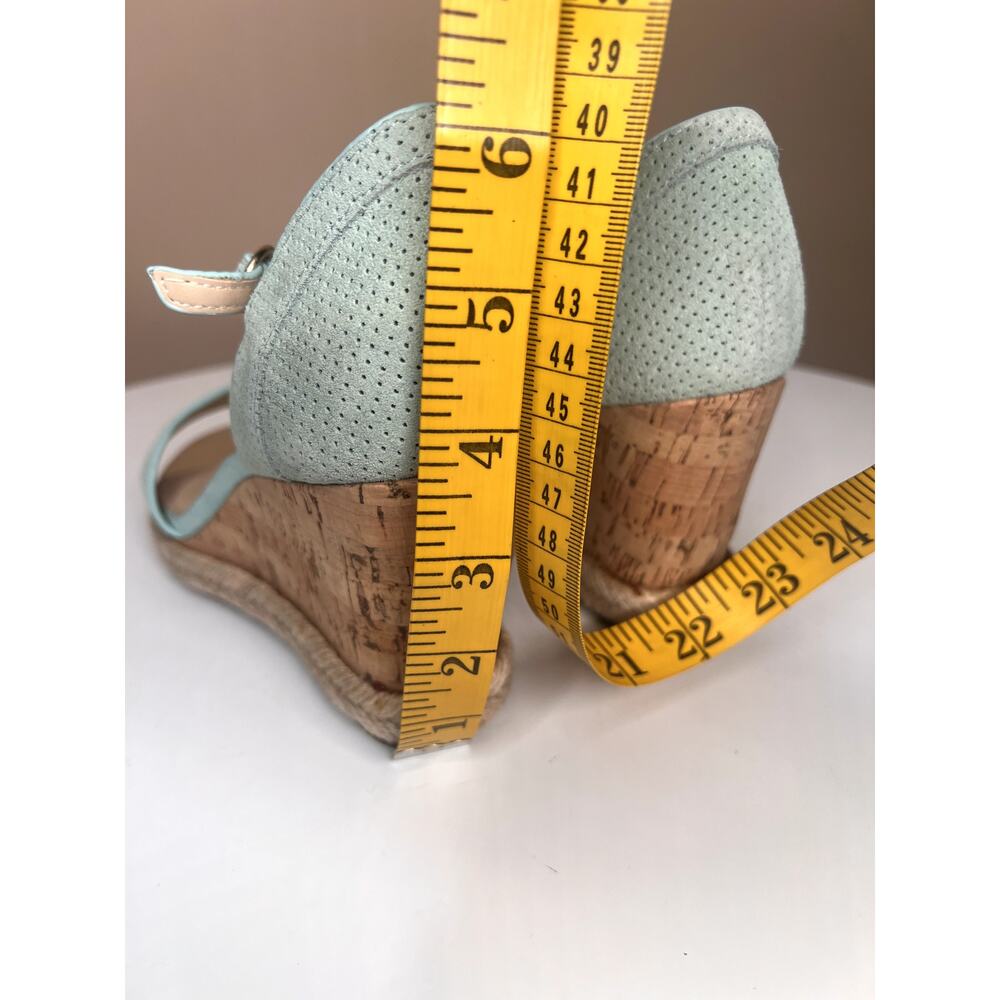 Isaac Mizrahi Live Piper Wedge Sandals Mint Green Suede A277026 8.5 NWOB - Picture 9 of 10